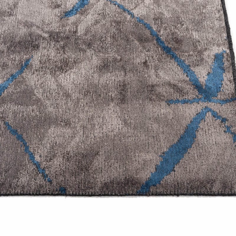 Velours vintage vloerkleed - Radisson 22 - Bruin/grijs met blauw