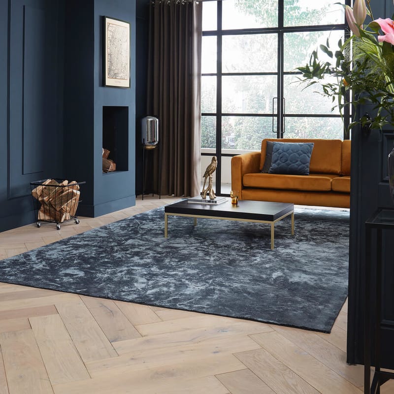 Velours vintage vloerkleed - Royce 36 - Steelblue