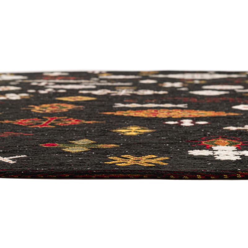 Bolivian Etis Black 25 - Rond Vloerkleed Floorpassion X Fred