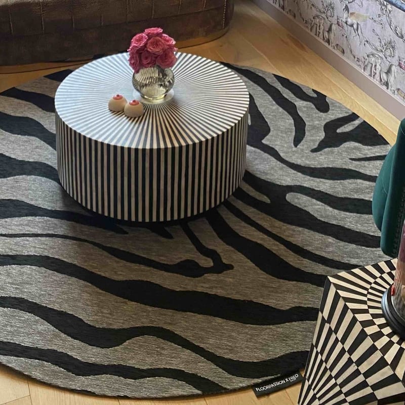 Rond vloerkleed Serengeti Zebra - Floorpassion X Fred