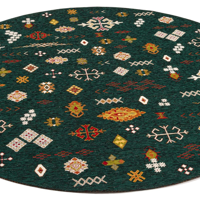 Rond vloerkleed Bolivian Etis Smaragd Green 55 - Floorpassion X Fred