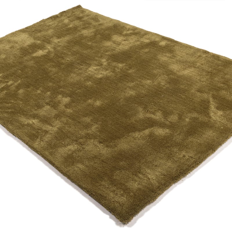 Sandro 54 - Modern hoogpolig vloerkleed in Olive Green