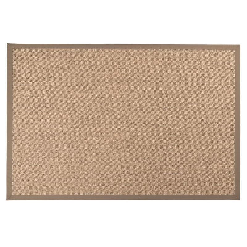 Luisa 22 - Uniek Sisal vloerkleed in Naturel Grijs met taupe band