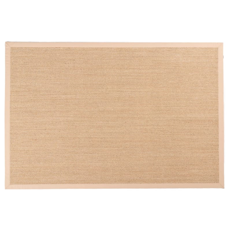 Luisa 13 - Uniek Sisal vloerkleed in Beige met crèmekleurige band