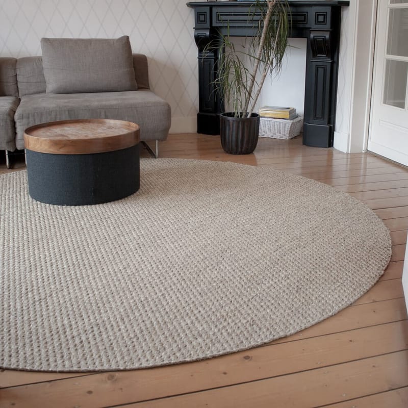 Havard 21 - Rond sisal vloerkleed Zilvergrijs met Katoenen bandafwerking