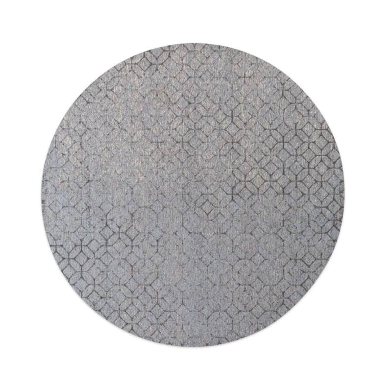 Noma 31 - Rond geometrisch vloerkleed in pastelblauw met donkergrijze lijnen