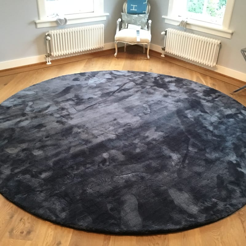 Sandro 24  - Rond hoogpolig vloerkleed Intense Grey / Blue