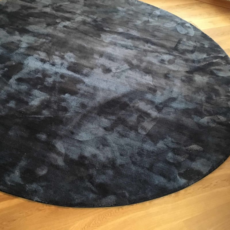 Sandro 24  - Rond hoogpolig vloerkleed Intense Grey / Blue