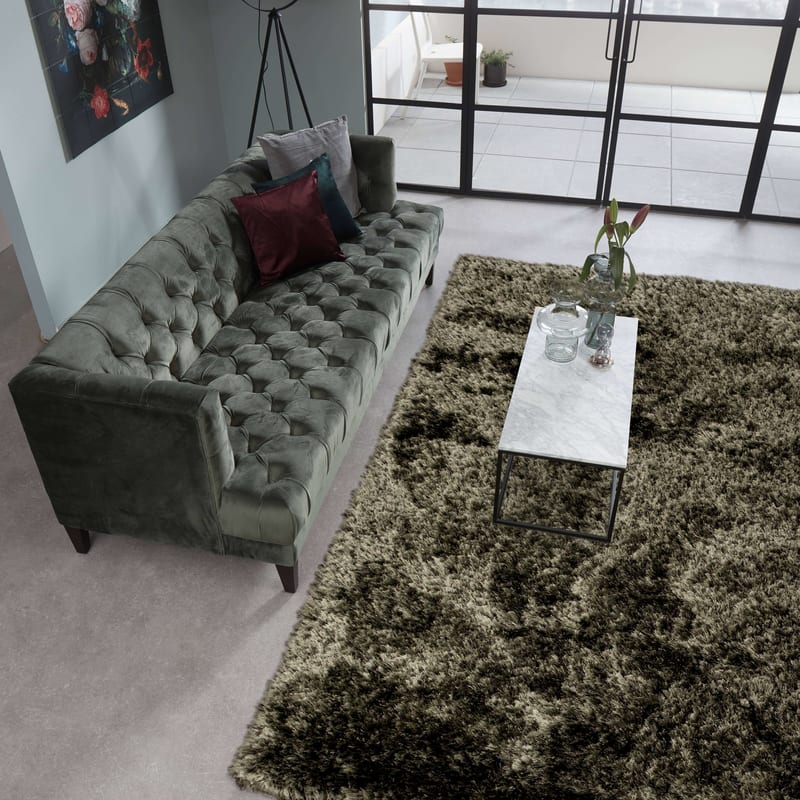 Dime 53- Luxe hoogpolig vloerkleed in Platinum Green
