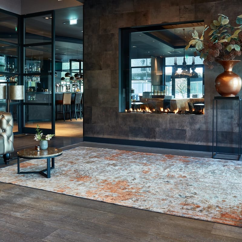 Velours vintage vloerkleed Rafael 63 in natuurlijk bruin / oranje