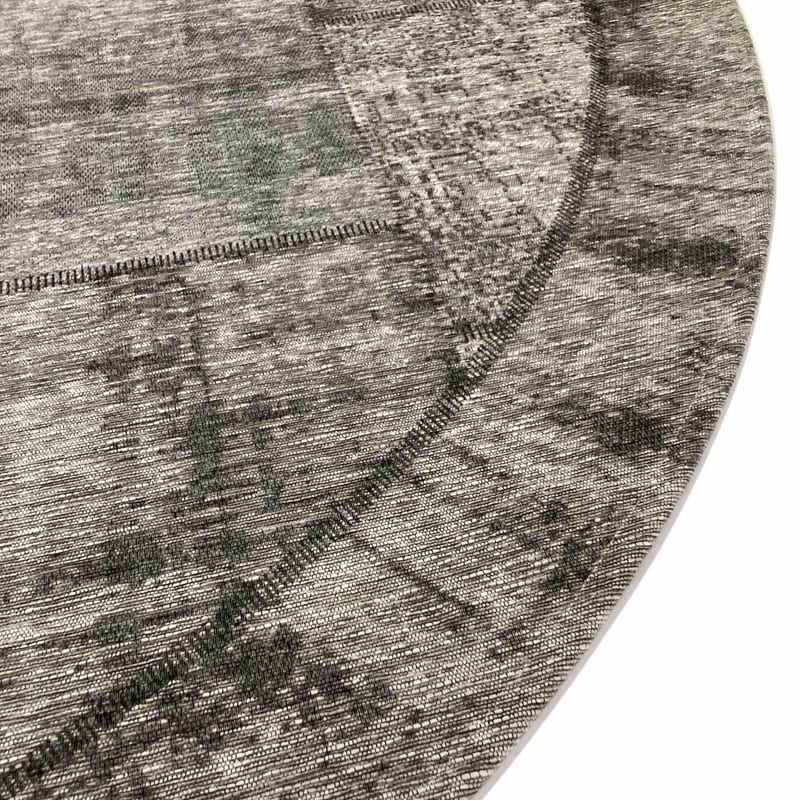 Enzo 23- Rond vintage vloerkleed antraciet grijze kleurstelling