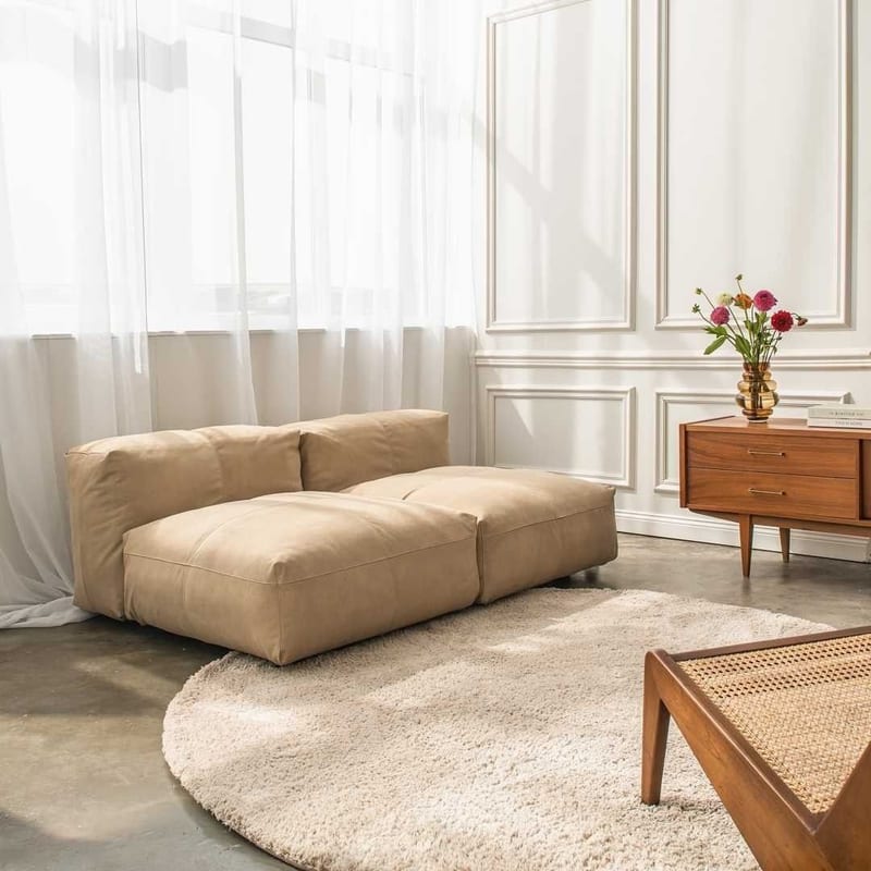 Destino 12 - Rond hoogpolig vloerkleed in Beige kleursamenstelling