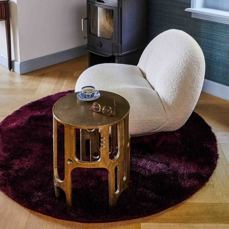 Ross 47 - Rond vloerkleed in bordeaux rood
