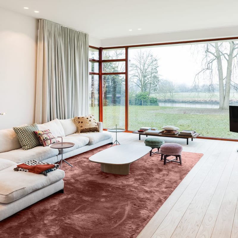 Sandro 44 - Modern hoogpolig vloerkleed in Oudroze