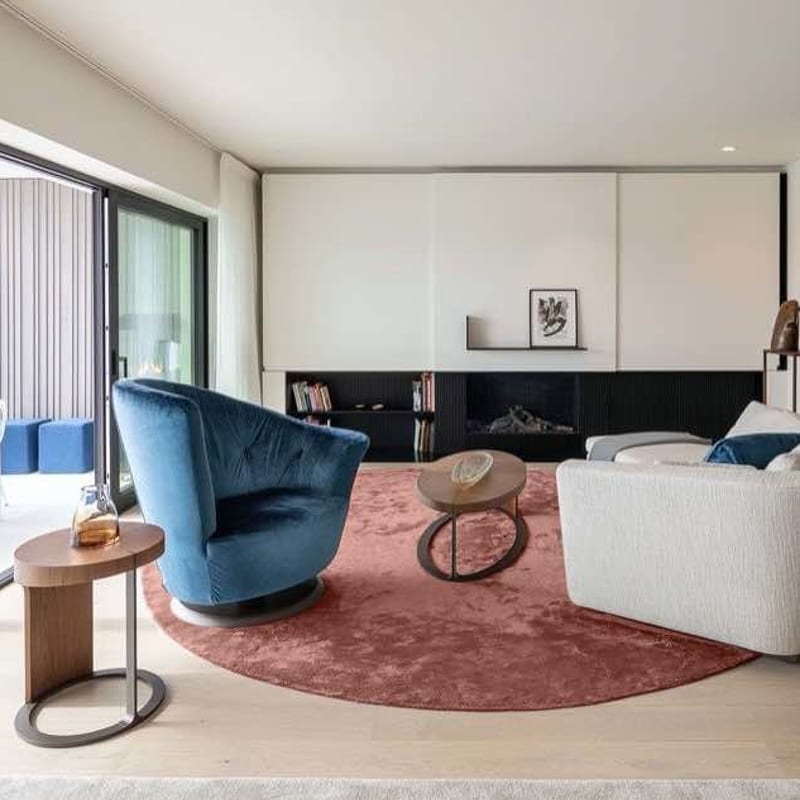 Sandro 44 - Rond hoogpolig vloerkleed in Oudroze