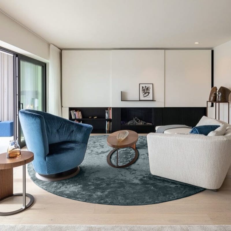 Sandro 32 - Rond hoogpolig vloerkleed in Faded Green