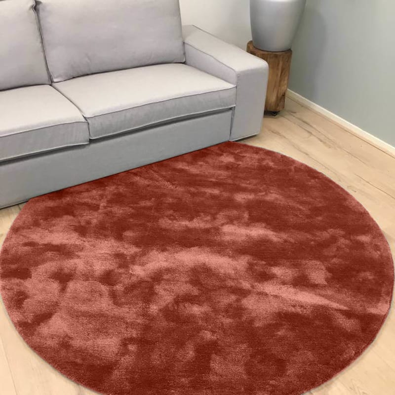 Sandro 63 - Rond hoogpolig vloerkleed in Barn Red