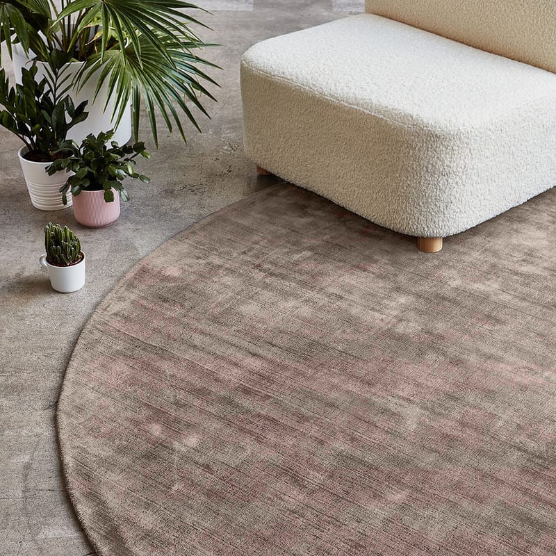 Crushed Velvet 15 - Rond vloerkleed viscose in Mountain Dew