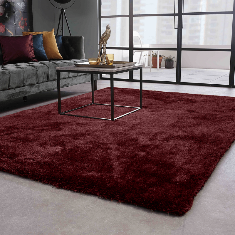 Ross 47 - Prachtig hoogpolig vloerkleed in bordeaux kleursamenstelling