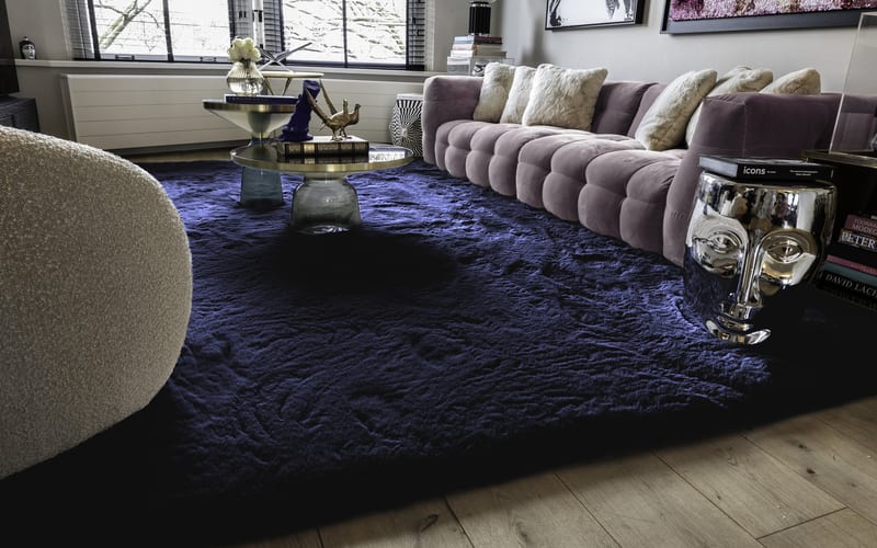 Hampton Dark Blue 36 - Premium zacht hoogpolig vloerkleed 