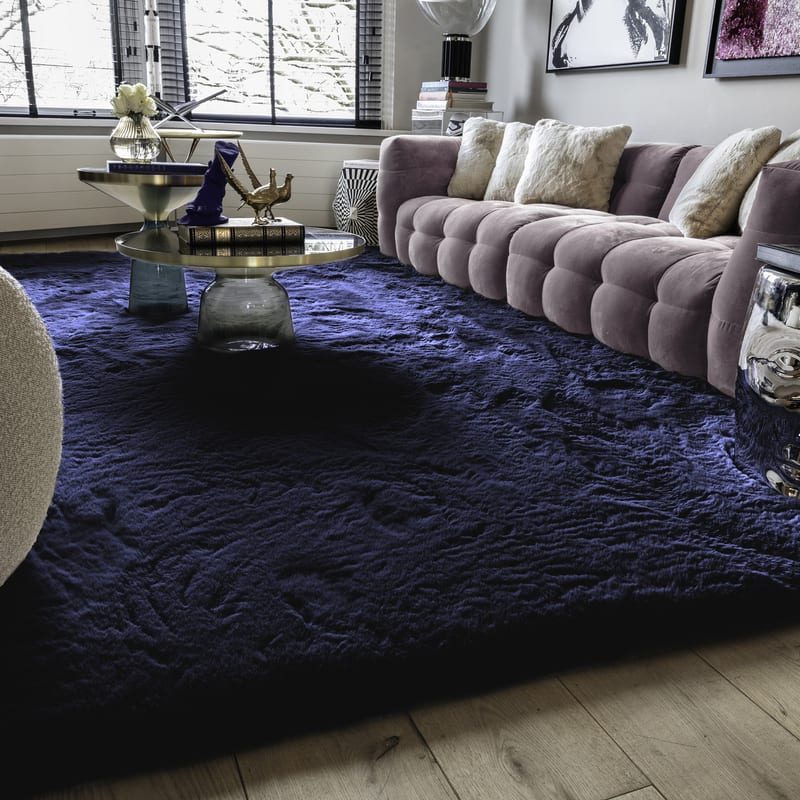 Hampton Dark Blue 36 - Premium zacht hoogpolig vloerkleed