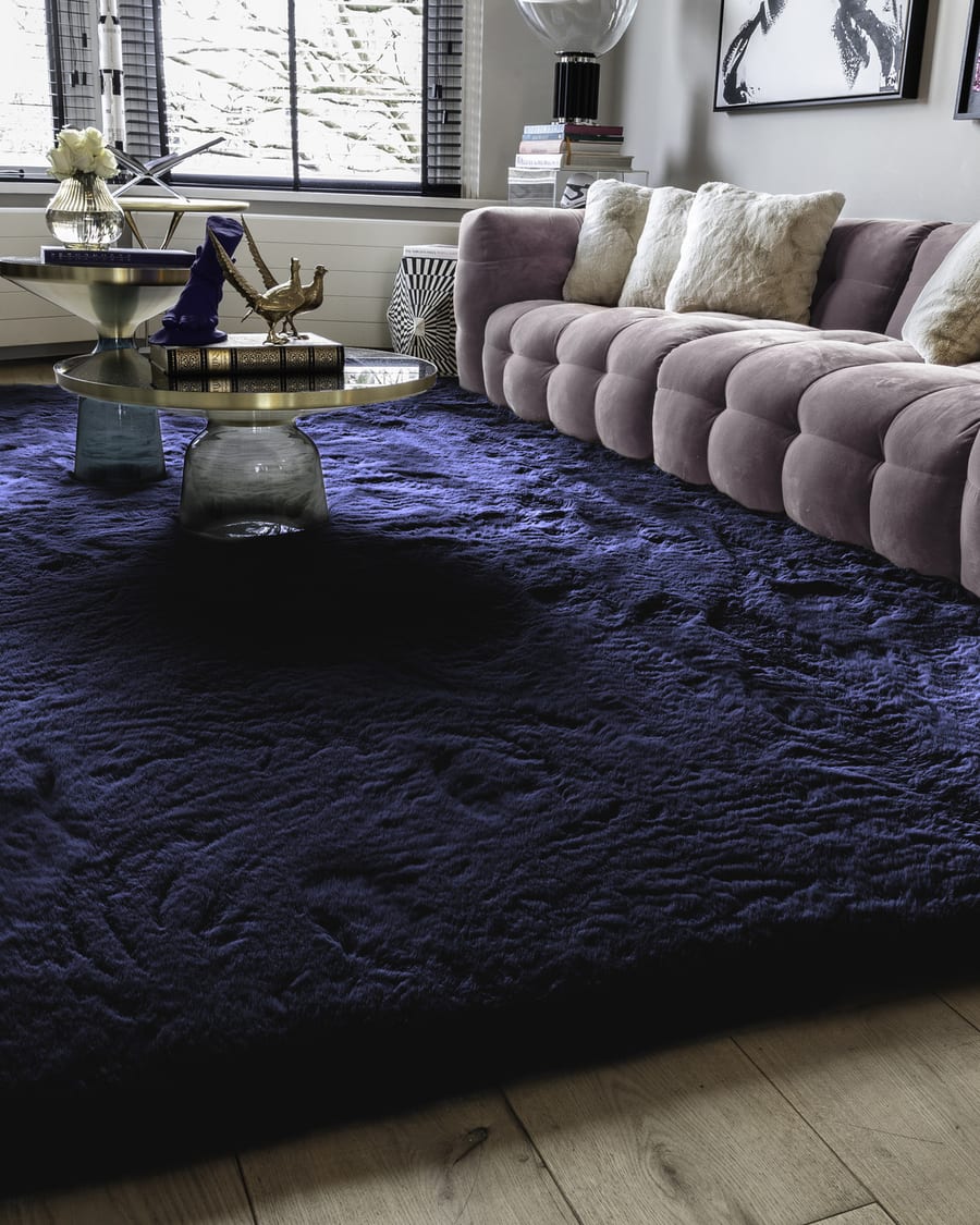 Hampton Dark Blue 36 - Premium zacht hoogpolig vloerkleed