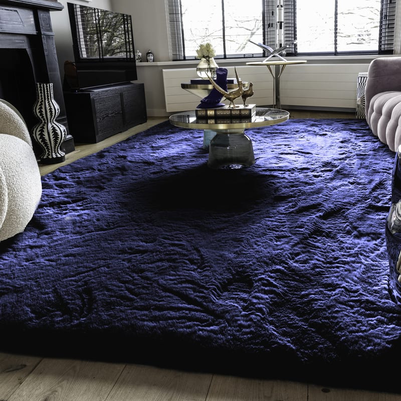 Hampton Dark Blue 36 - Premium zacht hoogpolig vloerkleed