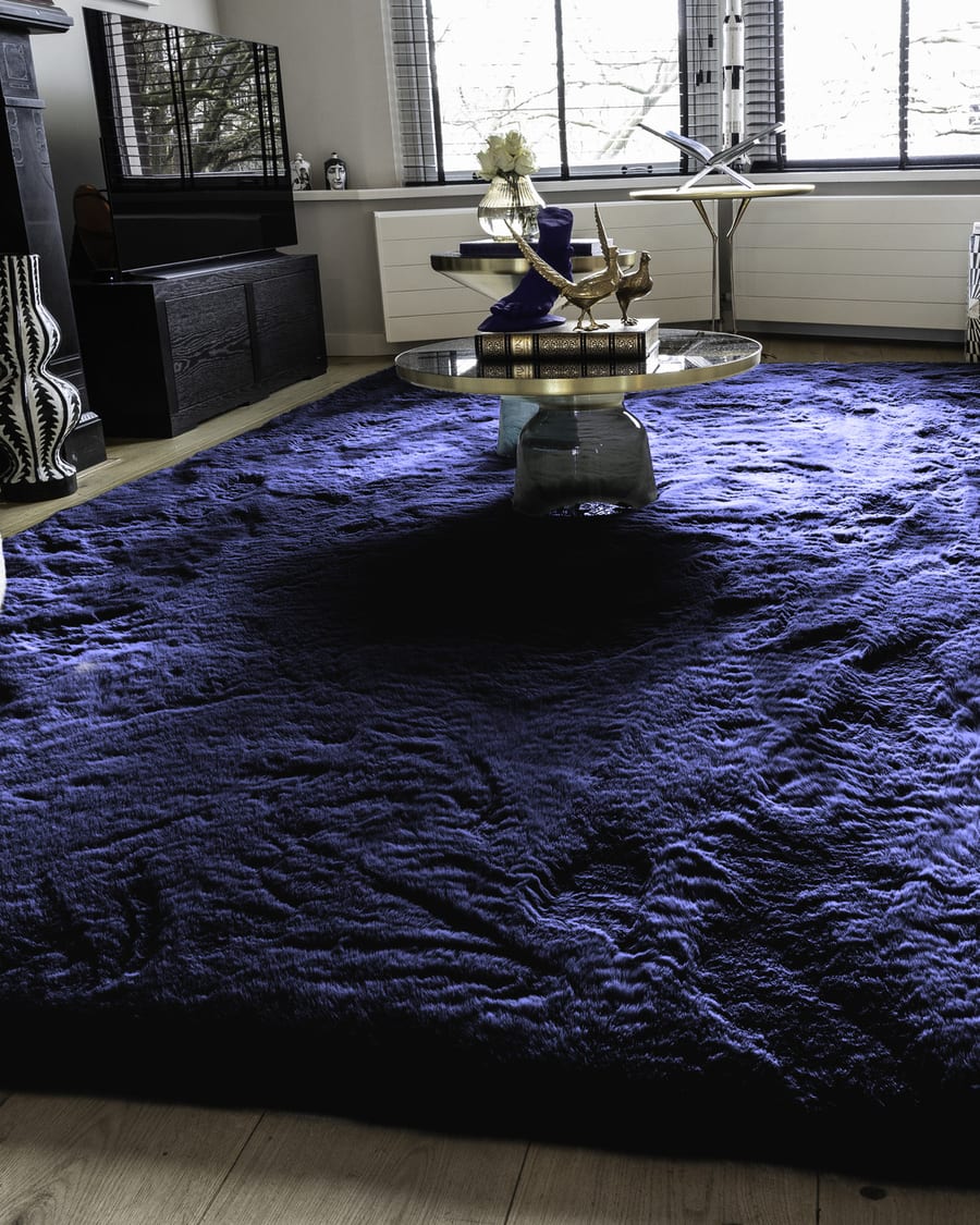 Hampton Dark Blue 36 - Premium zacht hoogpolig vloerkleed