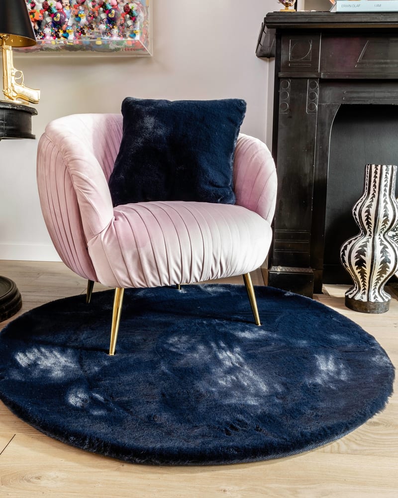 Fred van Leer Fay Soft Dark Blue 36 - Rond vloerkleed zacht  