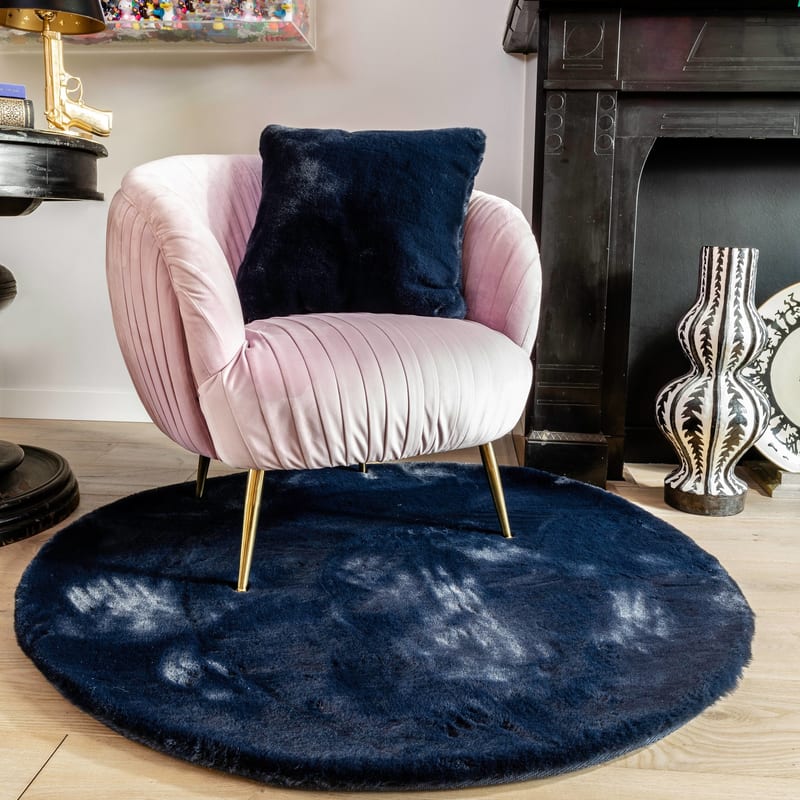 Fay Soft Dark Blue 36 - Rond vloerkleed zacht
