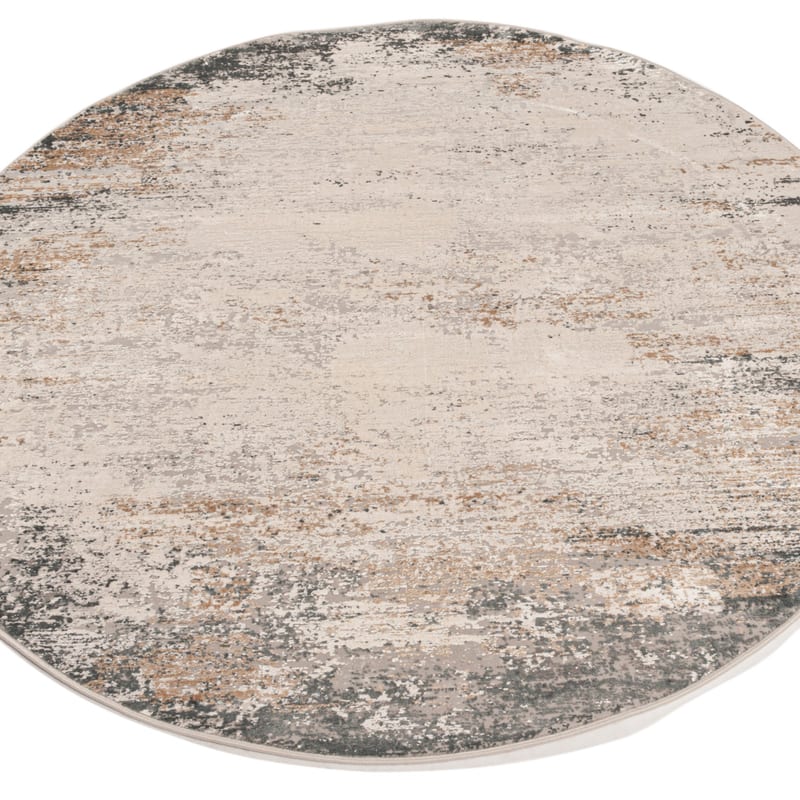 Safi 69 - Exclusief Rond vintage tapijt in grijs/beige mix