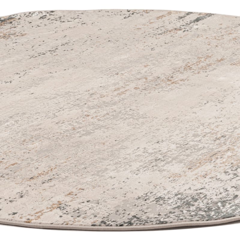 Safi 69 - Exclusief Rond vintage tapijt in grijs/beige mix