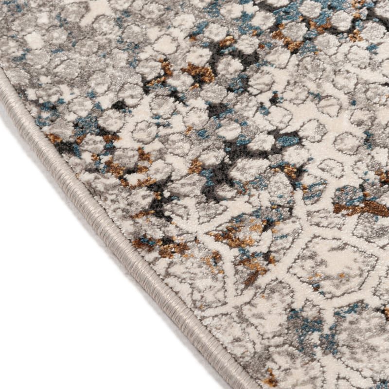 Safi 13 - Exclusief Rond vintage tapijt in grijs mix