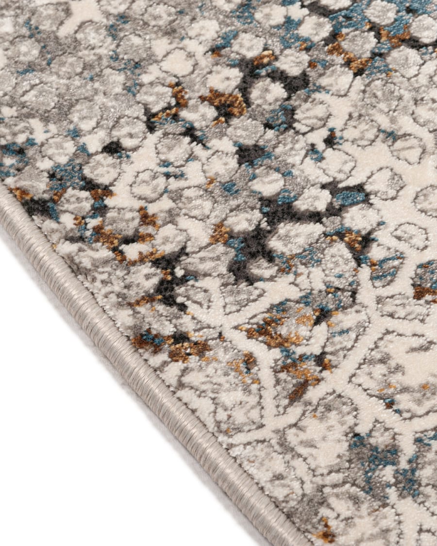 Safi 13 - Exclusief Rond vintage tapijt in grijs mix