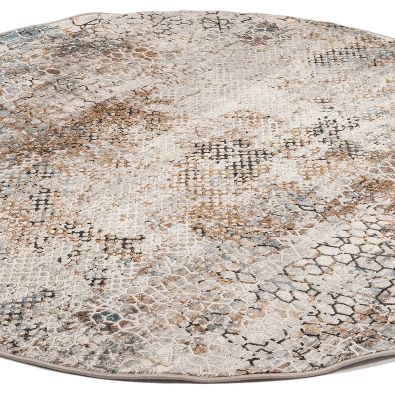 Safi 13 - Exclusief Rond vintage tapijt in grijs mix