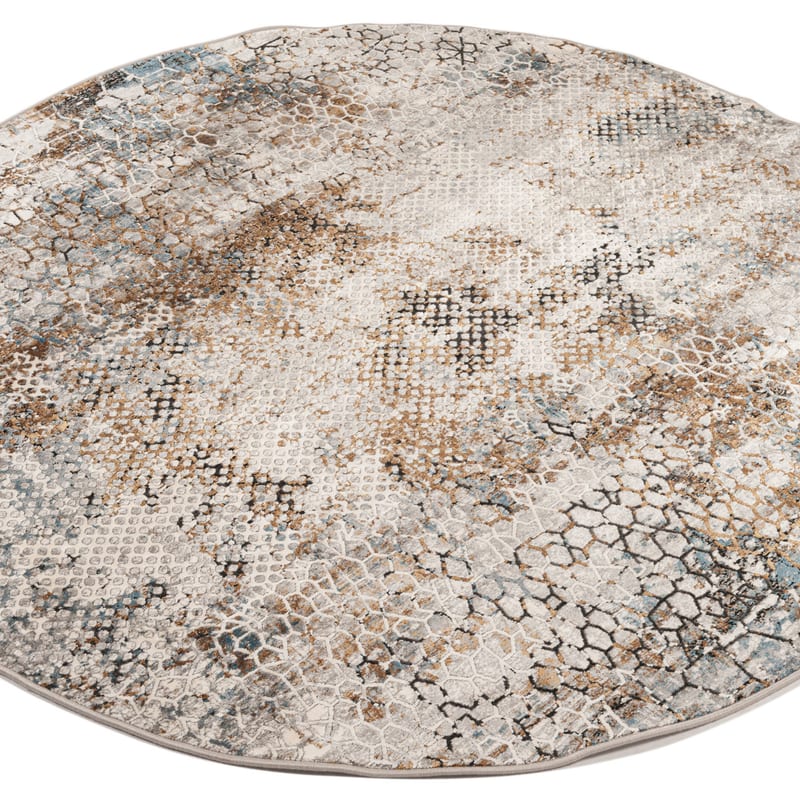 Safi 13 - Exclusief Rond vintage tapijt in grijs mix