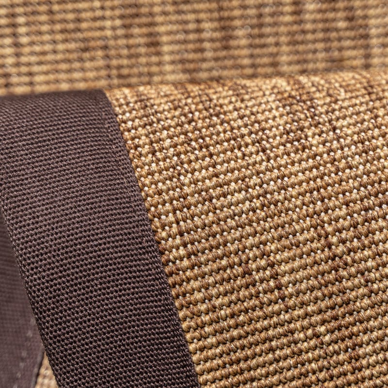 Sisal Outdoor 18 - Sisal vloerkleed voor buiten in donkerbruin met bruine band