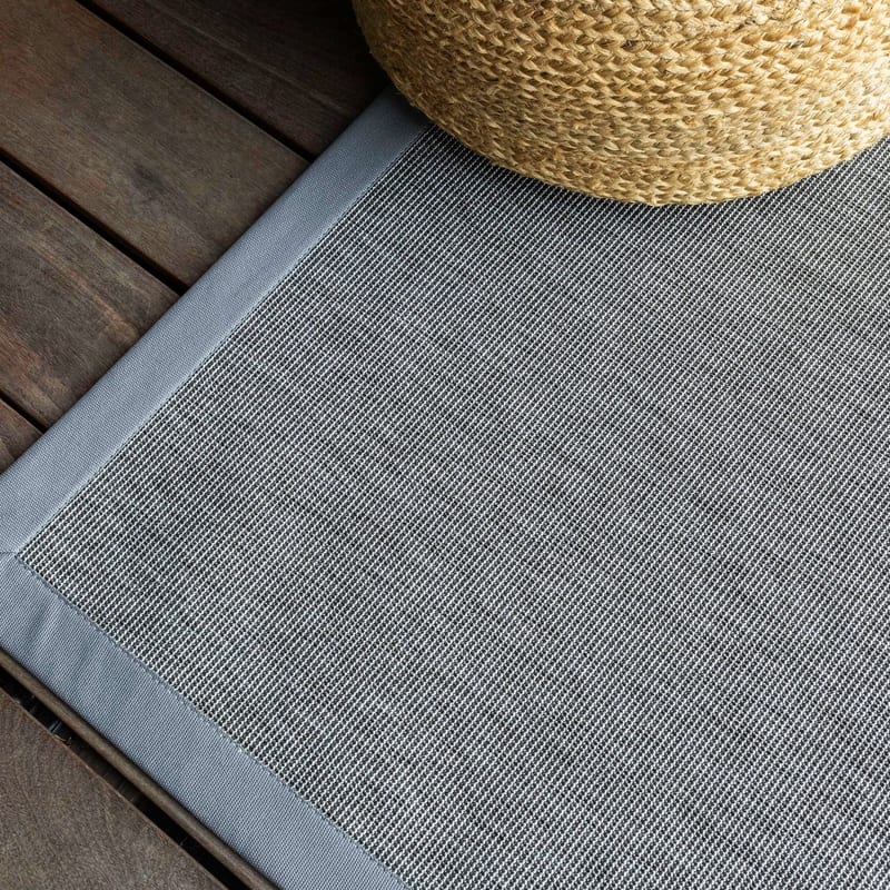 Sisal Outdoor 21 - Sisal vloerkleed voor buiten in lichtgrijs met lichtgrijze band