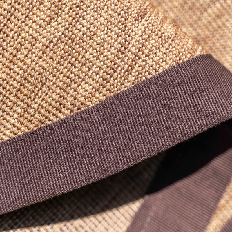 Sisal Outdoor 18 - Rond sisal vloerkleed voor buiten in donkerbruin met bruine band