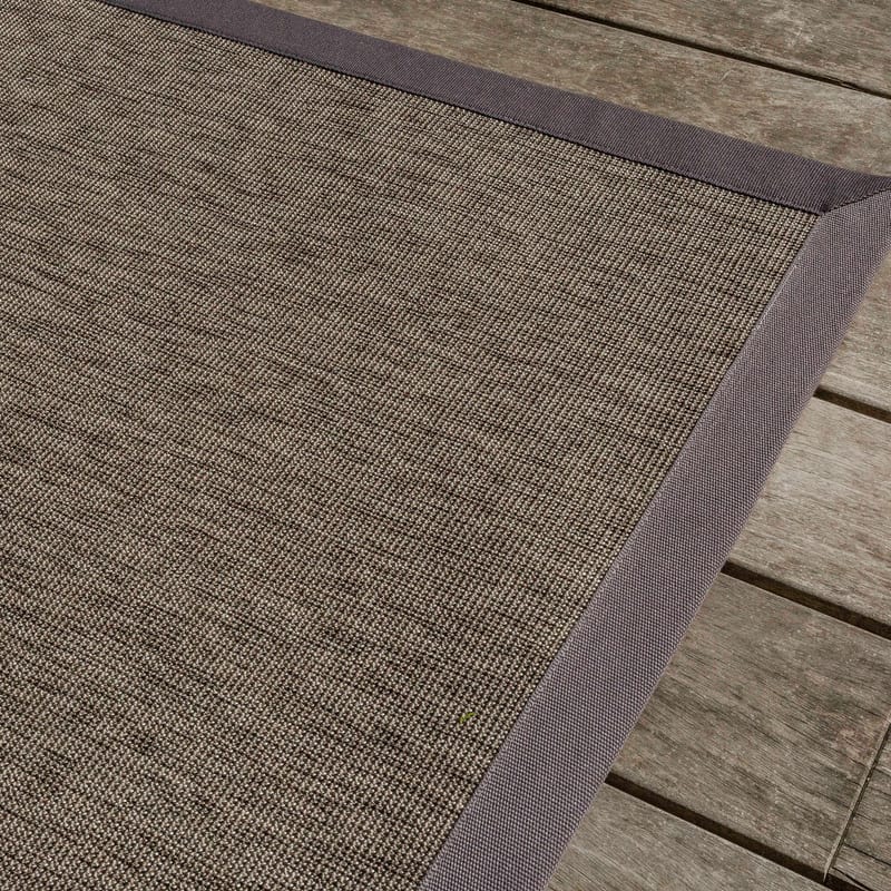 Sisal Outdoor 23 - Sisal vloerkleed voor buiten in antraciet/bruin met donkergrijze band