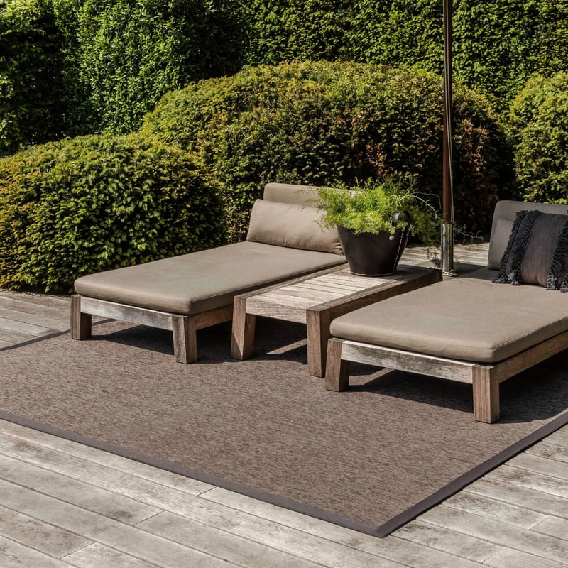 Sisal Outdoor 23 - Sisal vloerkleed voor buiten in antraciet/bruin met donkergrijze band