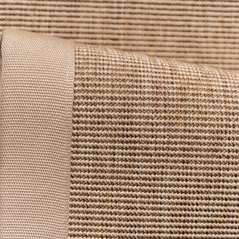 Sisal Outdoor 13 - Sisal vloerkleed voor buiten in beige met crème band