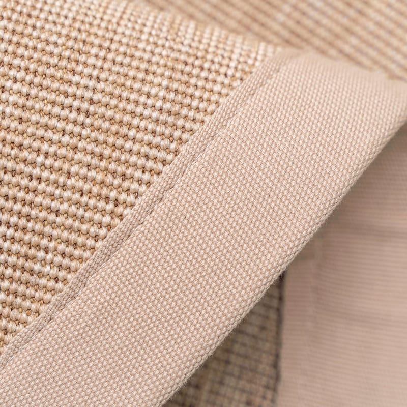 Sisal Outdoor 13 - Rond sisal vloerkleed voor buiten in beige met crème band