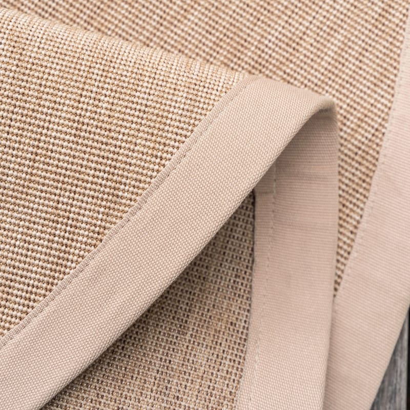 Sisal Outdoor 13 - Rond sisal vloerkleed voor buiten in beige met crème band