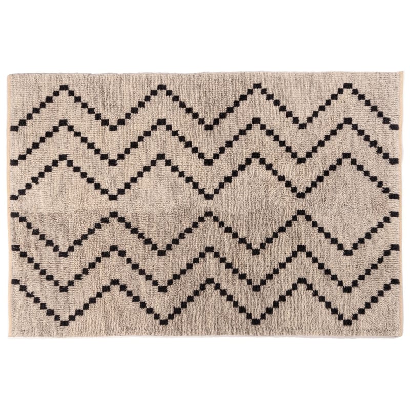 Nova 12 - Luxe Hoogpolig wollen vloerkleed in Beige met symmetrisch patroon