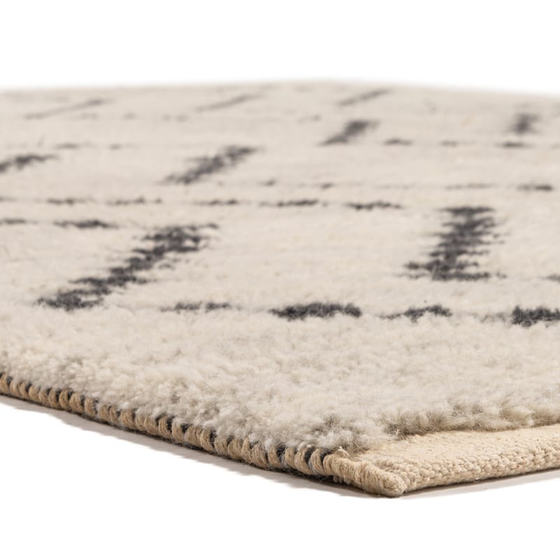 Nova 12 - Luxe Hoogpolig wollen vloerkleed in Beige met symmetrisch patroon