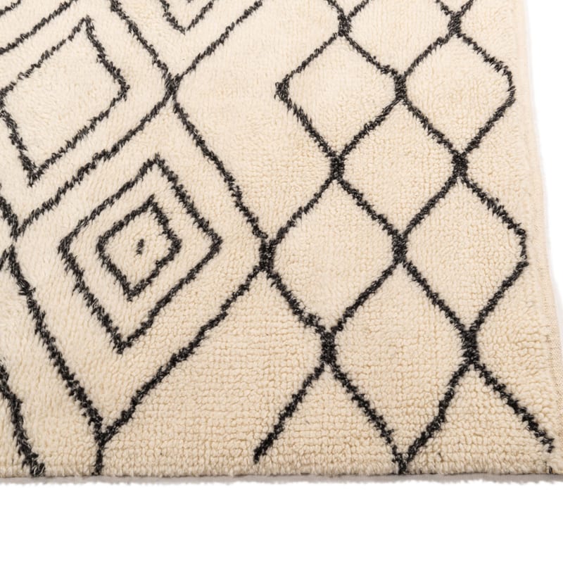 Reva 12 - Luxe Hoogpolig wollen vloerkleed in Beige met symmetrisch patroon