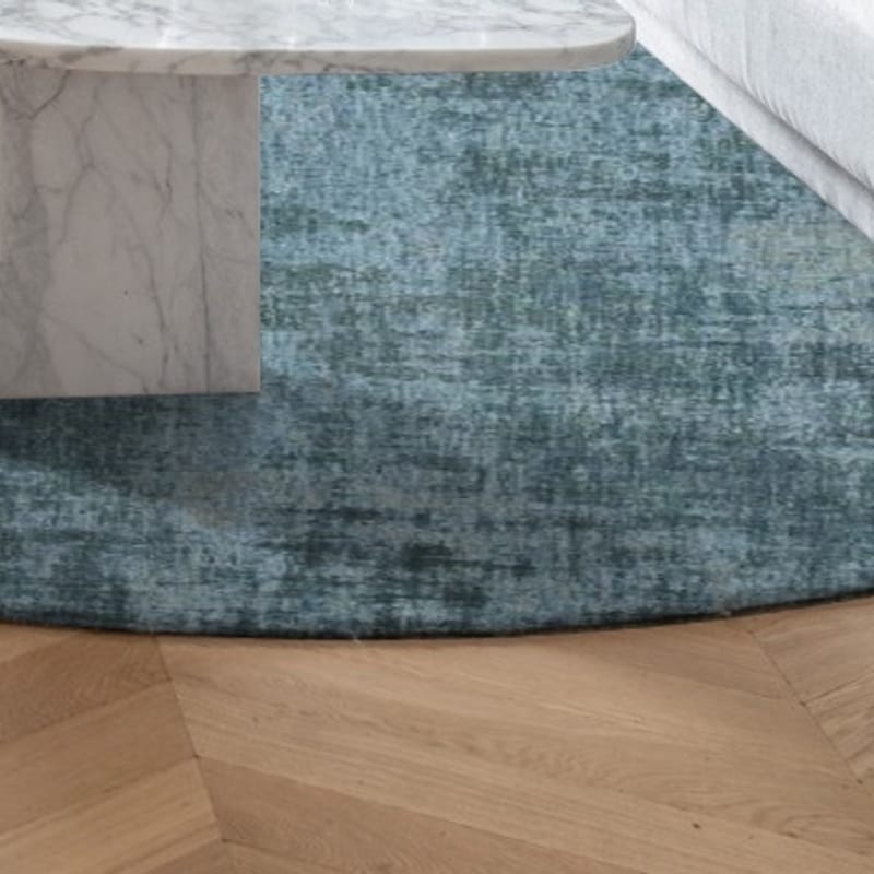 Réal 33 - Rond Vintage vloerkleed in turquoise