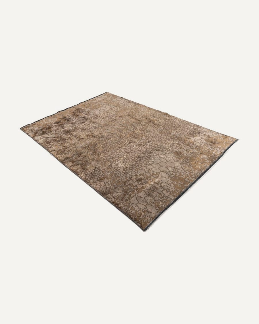 Velours slangenprint vloerkleed - Snake 16 - Golden Brown