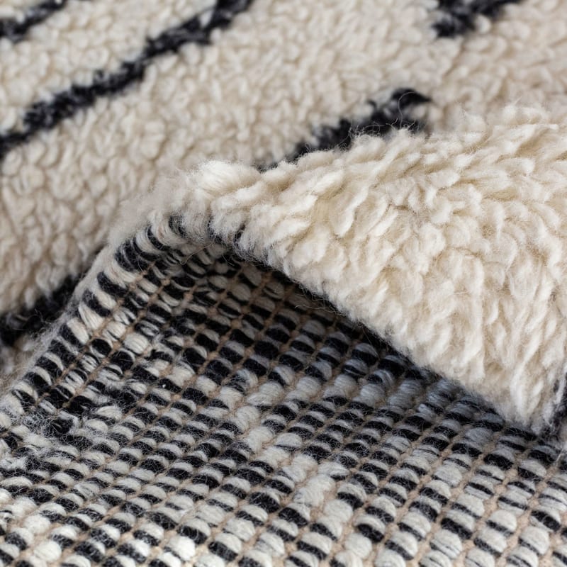 Reva 12 - Luxe Hoogpolig wollen vloerkleed in Beige met symmetrisch patroon